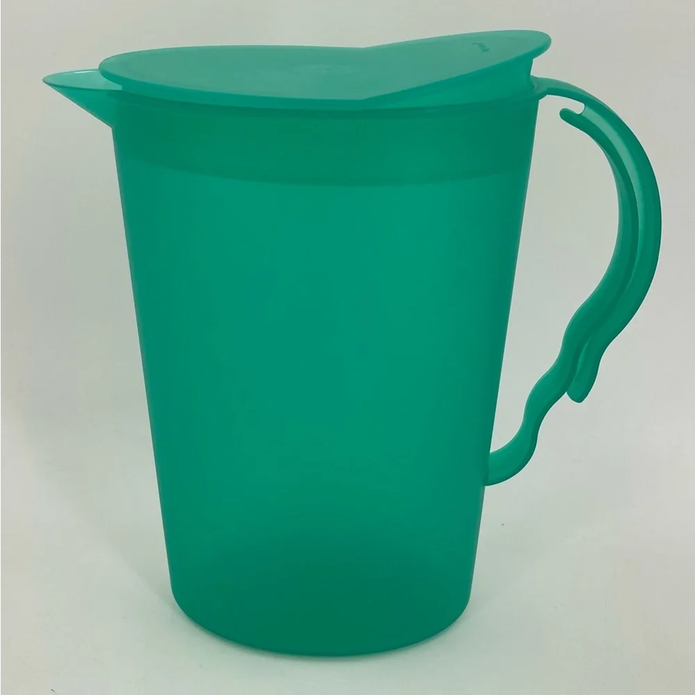 Tupperware 2‎ qt Slimline Impressions Pitcher RockerTop Lid Teal Green Vintage